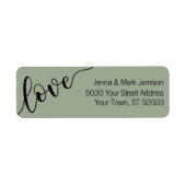 Salie Groene Zwarte Liefde Script Retouradres Etiket (Voorkant)