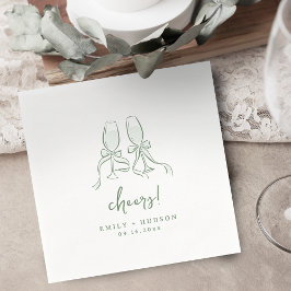 Salie Hand Getekende Proost Glazen Whimsical Feest Servet