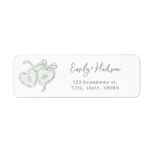 Salie Handgetekende Hart Monogram retouradres Etiket (Voorkant)
