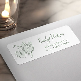 Salie Handgetekende Hart Monogram retouradres Etiket