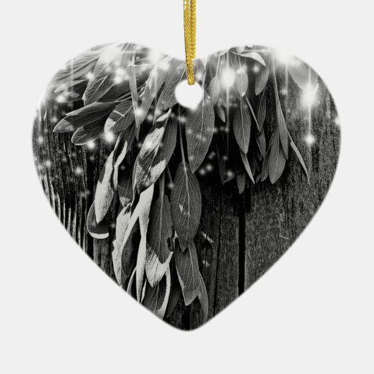 Salie-hout, vers gesneden, grijsschaal keramisch ornament (Voorkant)