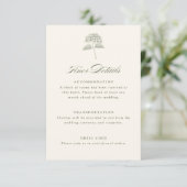 Salie Hydrangea Vintage Trouwdetails Informatiekaartje (Staand voorkant)