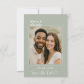 Salie ivoor foto bruiloft luxe Save the Date (Voorkant)