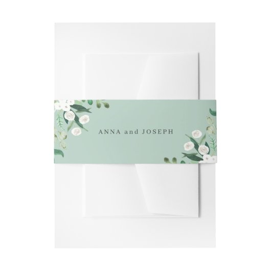 Salie | Kas Waterverf Botanische Trouw Uitnodigingen Wikkel (Voorkant Voorbeeld)