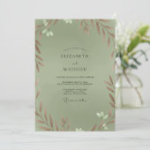 Salie Koper Blad Eucalyptus Bruiloft Kaart (Staand voorkant)