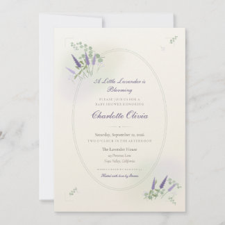 Salie Lavendel Botanische Baby Shower Uitnodiging