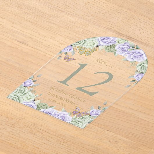 Salie Lila Bloemenkruid Quinceañera 16 Tafelnummer (Laagn)