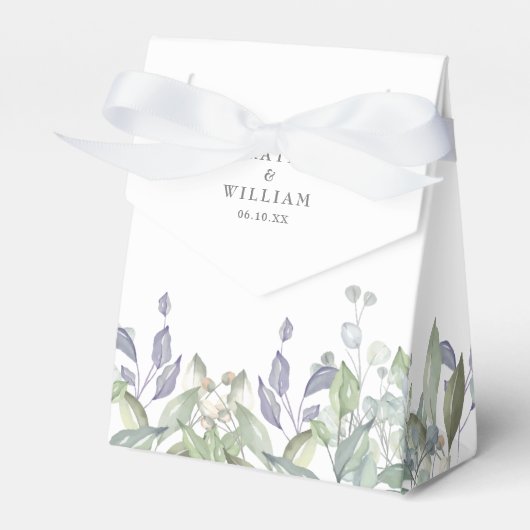 Salie Lila Groene Bladerentuin Bruiloft Bedankdoosjes (Voorkant Zijde)