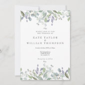 Salie Lila Groene Waterverf Bloemen Bruiloft Kaart (Voorkant)