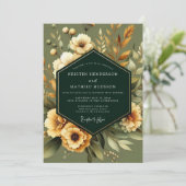 Salie-marigold aardse bruiloft kaart (Staand voorkant)