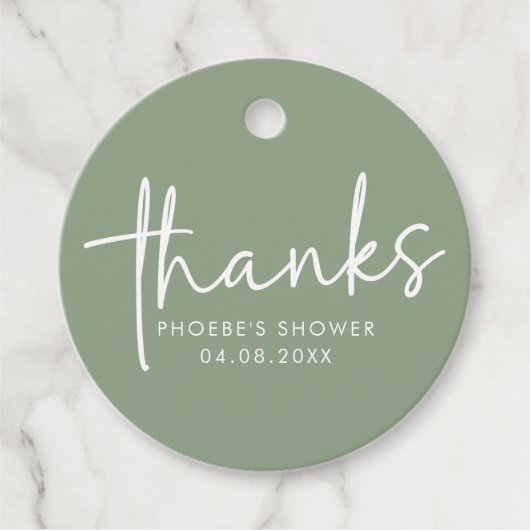 Salie Minimalistische Script Bruiloftsfeest Favor  Bedankjes Labels (Voorkant)