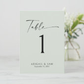 Salie Minimalistische Trouwtafel Nummer Kaart (Staand voorkant)