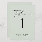 Salie Minimalistische Trouwtafel Nummer Kaart (Voorkant / Achterkant)