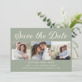 Salie Mintgroen 4-Foto 2-zijdige Trouw Save Datum  Save The Date (Staand voorkant)