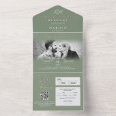 Salie Monogram Alles in één huwelijksuitnodiging All In One Uitnodiging (Binnen)