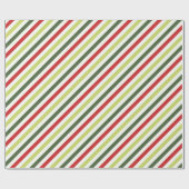 Salie, Mos, Rood en Ivoor Gestreept Cadeaupapier (Vlak)