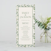 Salie Mosgroene Bladeren Crème Trouwmenu Menu (Staand voorkant)