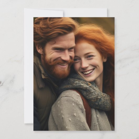 Salie Olijf  Bloemkam Monogram Foto Save The Date (Achterkant)