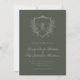 Salie Olijf  Bloemkam Monogram Foto Save The Date