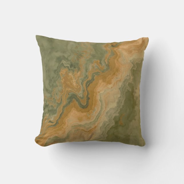 Salie Olijfgroen Mosterd Geel Print 40cm Kussen (Voorkant)
