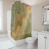 Salie Olijfgroen Mosterd Geel Print Douchegordijn (In situ)