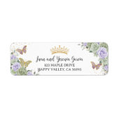 Salie Paarse Roos Bloemige Quinceanera Retouradres Etiket (Voorkant)