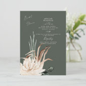Salie Pampas Gras Boho Bruiloftsfeest Uitnodiging (Staand voorkant)