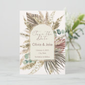 Salie Pampas Gras Save the Date | Boho Landelijk (Staand voorkant)