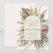 Salie Pampas Gras Save the Date | Boho Landelijk (Voorkant / Achterkant)