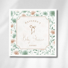 Salie Perzik Wilde Bloemen Gouden Boog Baby Shower Servet