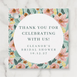 Salie Roze Bloemige Bruiloftsbruid Shower Aangepas Bedankjes Labels