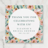 Salie Roze Bloemige Bruiloftsbruid Shower Aangepas Bedankjes Labels (Achterkant)