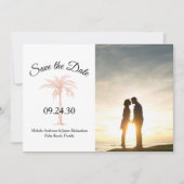 Salie Roze Goud Koper Palmboom Trouwfoto Save The Date (Voorkant)