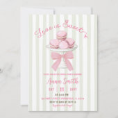 Salie Roze Streep Macaroon Bruiloftsborrel Kaart (Voorkant)