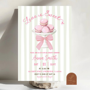 Salie Roze Streep Macaroon Bruiloftsborrel Kaart