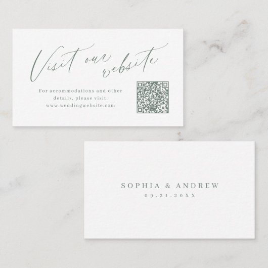 Salie script minimalist QR-code website Insteekkaa Plaatskaartje (Voorkant / Achterkant)