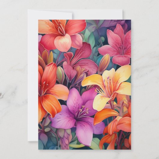 Salie, Sinaasappel en Fuschia Bloemenbruiloft Kaart (Achterkant)