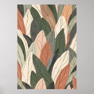 Salie Terracotta Botanische Bladpatroon Kunst Poster