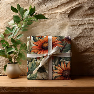 Salie Terracotta Botanische Bloemrijke Bruidsdouch Cadeaupapier
