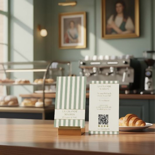 Salie Verticale Strepen Franse QR Code Bakkerij Visitekaartje