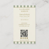 Salie Verticale Strepen Franse QR Code Bakkerij Visitekaartje (Achterkant)