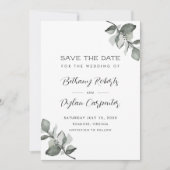 Salie Watercolor Eucalyptus QR Code Bruiloft Save The Date (Voorkant)