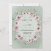 Salie Weelderige Roze Bruiloft Kaart (Voorkant)