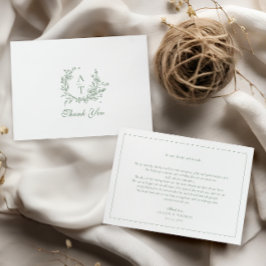 Salie Wilde Bloem Monogram Huwelijk Bedankkaart