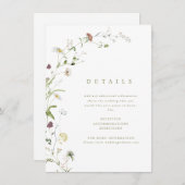 Salie Wilde Bloem Rustieke Boho Trouwkaart Details Kaart (Voorkant / Achterkant)