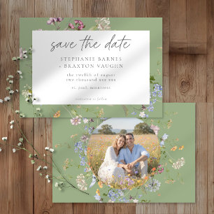Salie Wilde Bloementuin Elegante Trouwfoto Save The Date