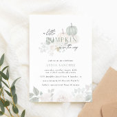 Salie & Wit - Floral Pumpkin Herfst Baby shower Kaart