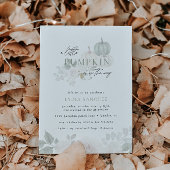 Salie & Wit - Floral Pumpkin Herfst Baby shower Kaart