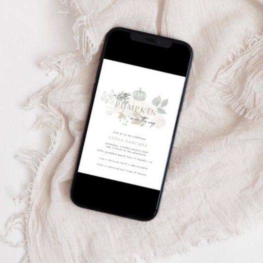 Salie & Wit - Kleine Pompoen Herfst Baby shower Kaart