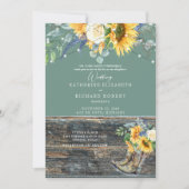 Salie Zonnebloem Rustieke Houten Laarzen Lichten Kaart (Voorkant)